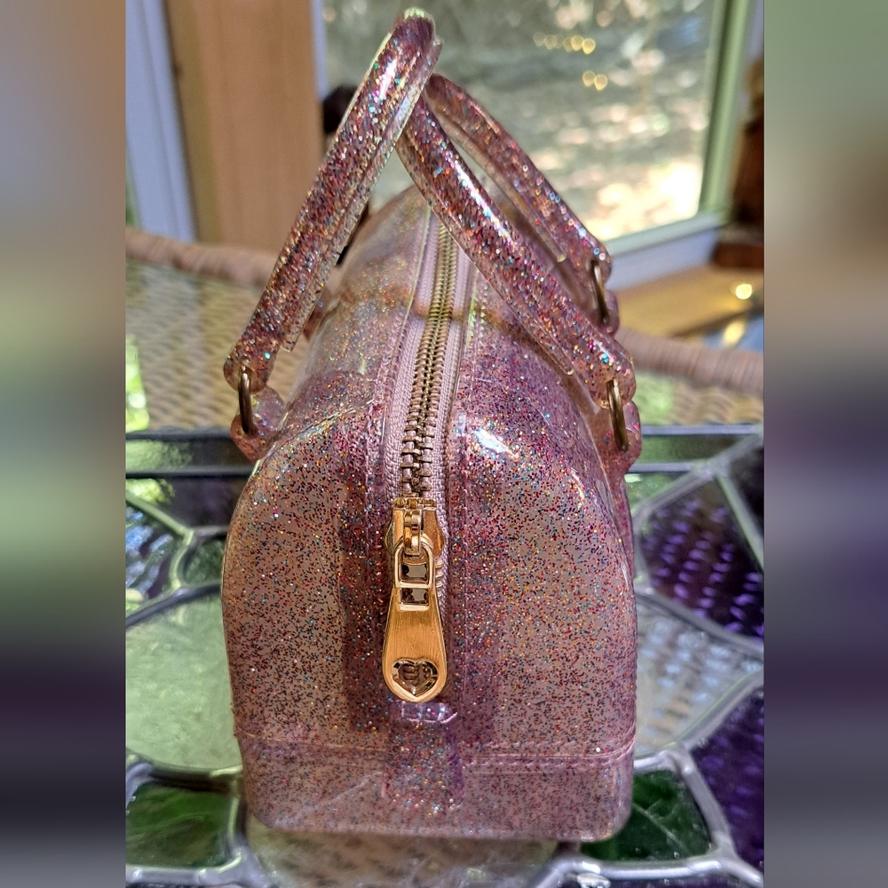 Mini Pink Jelly Glitter Handbag. - Picture 7 of 10